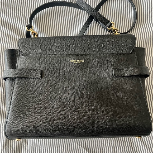 Henri Bendel Black Satchel with Gold Hardware - Picture 3 of 5